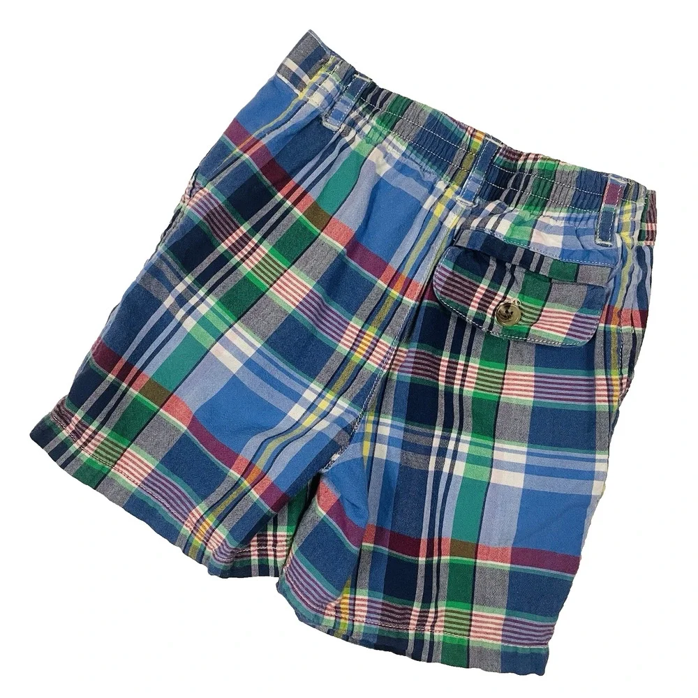Ralph Lauren Plaid Shorts Kids 24 Months Blue Green Red Cotton Elastic Waist‎ - Picture 2 of 4